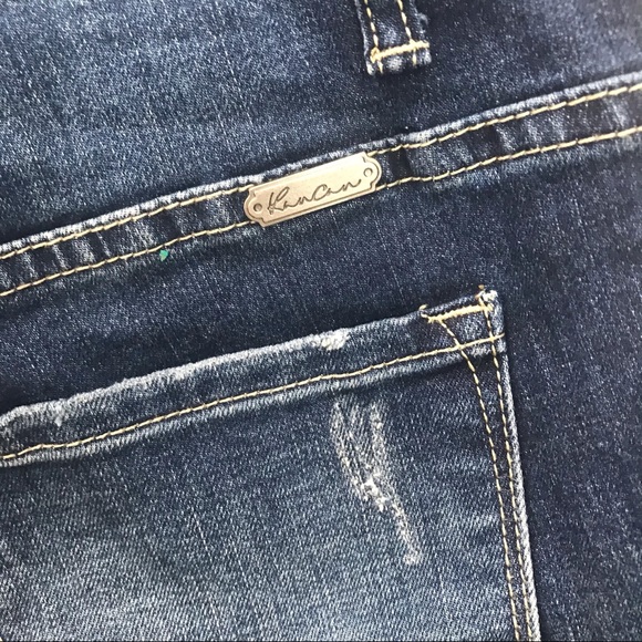 KanCan Los Angeles Distressed Dark Wash Stretch Overalls Size S - Picture 12 of 16